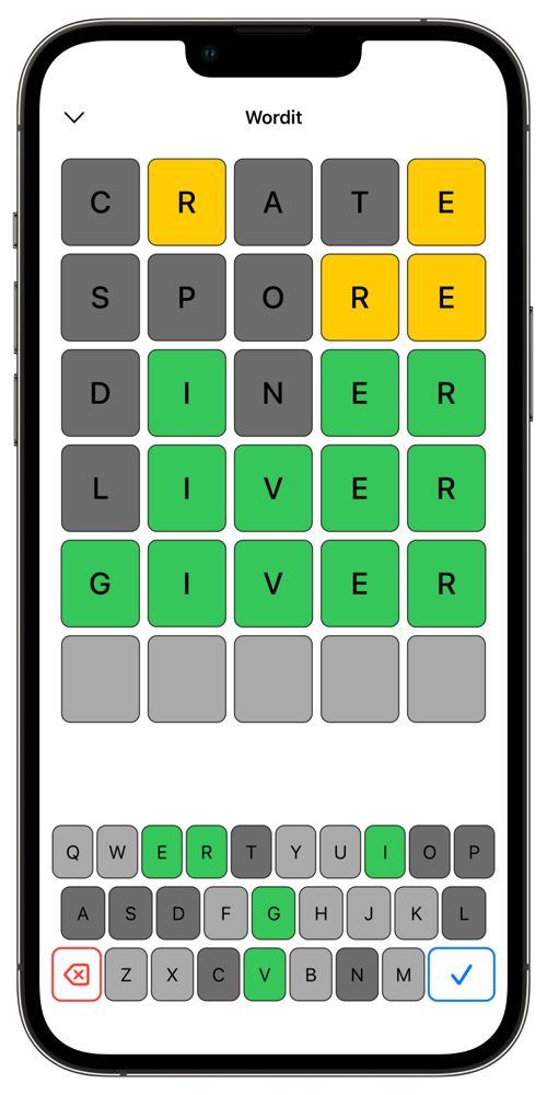 Wordit gameplay 5 letters